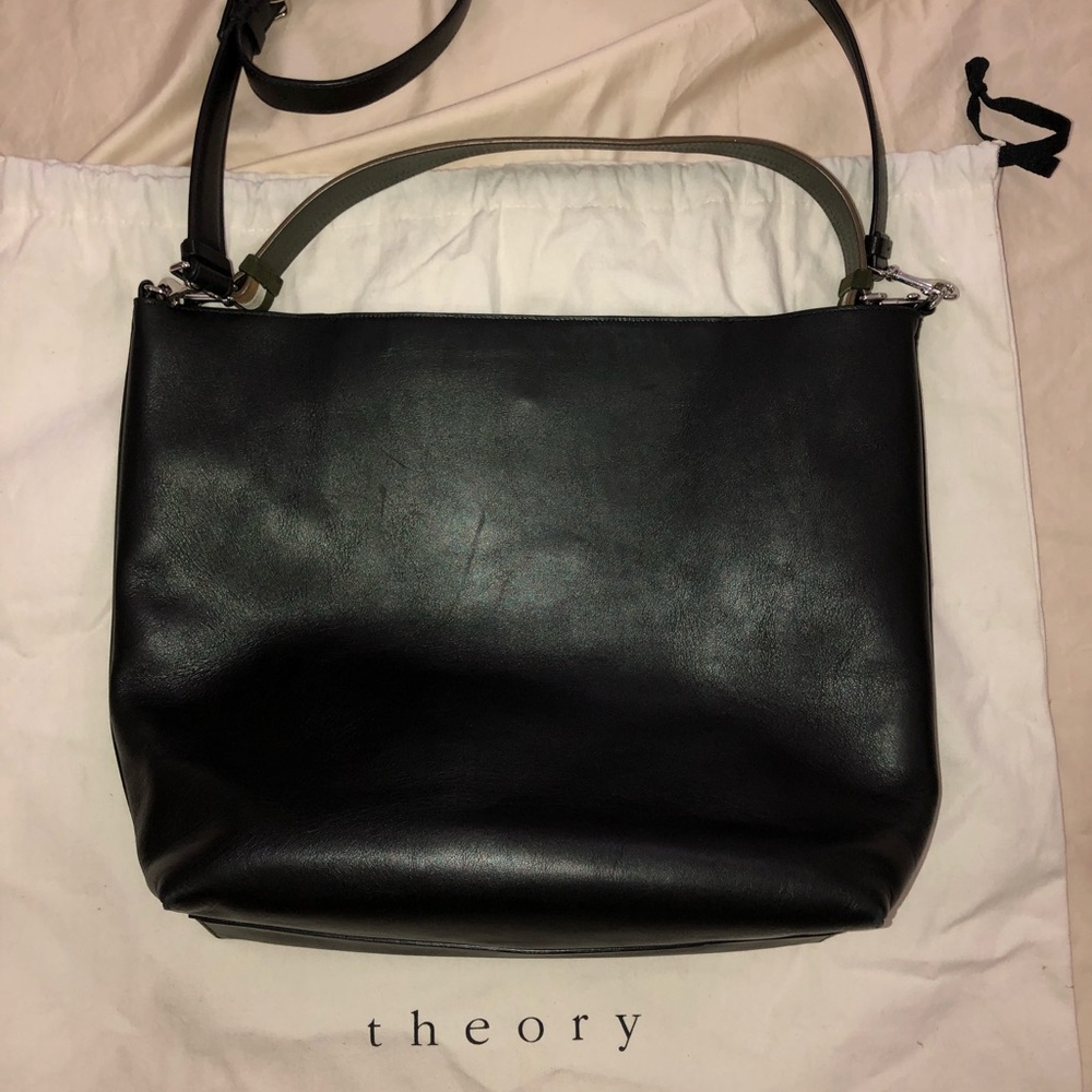 Theory Black Leather Tote Bag